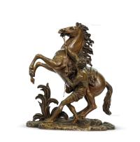  法国19世纪青铜“马利骏马”雕塑，Coustou