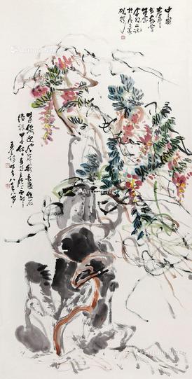  紫藤 立轴 设色纸本
