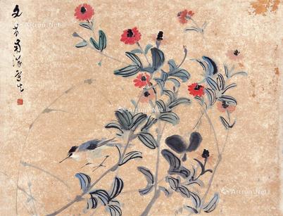 花鸟 镜心 设色纸本