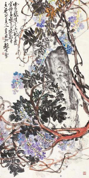  紫藤 立轴 设色纸本