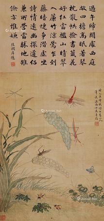  花鸟 立轴 设色绢本