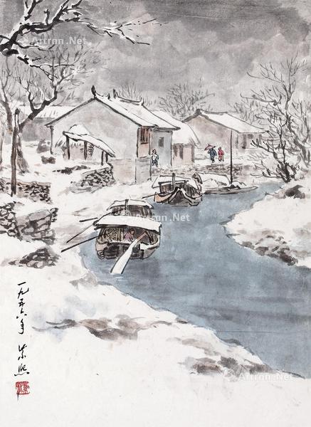  春雪 镜心框 设色纸本