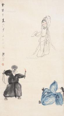  戏剧人物 立轴 纸本