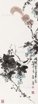  松鼠 立轴 设色纸本