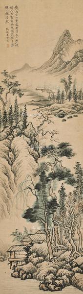  溪岸幽居 立轴 设色纸本