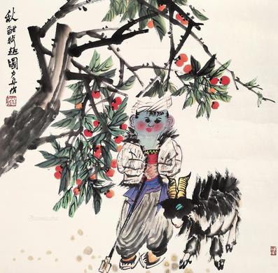  人物 镜片 设色纸本