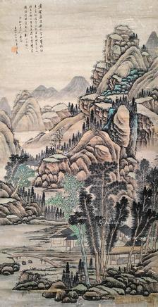  山水 立轴 设色纸本