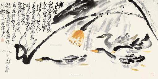  花鸟 镜片 设色纸本