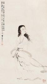  侍女 立轴 纸本设色