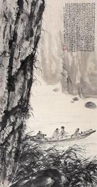  赤壁赋 立轴 纸本设色