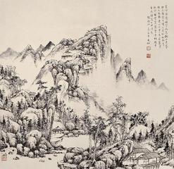  山水 立轴 设色纸本