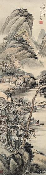  山水 立轴 设色绢本