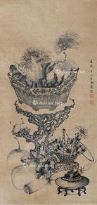  清供图 立轴 设色纸本