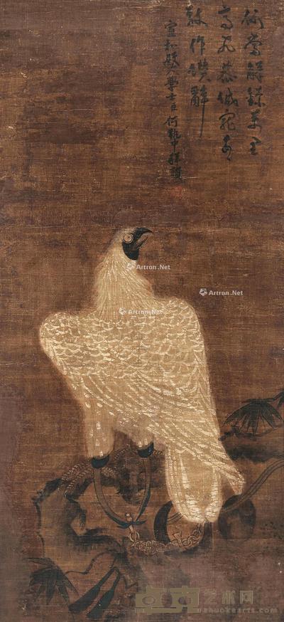 雄鹰图 立轴 设色绢本 105×48cm