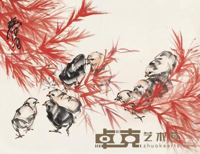 竹鸡 镜片 设色纸本 45×58cm