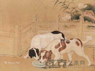 狗 镜片 设色绢本 40×53cm