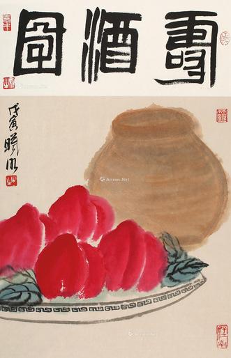  寿酒图 立轴 设色纸本