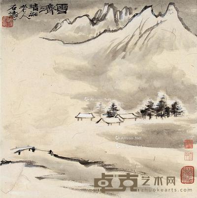 雪济 镜片 设色纸本 34×34cm