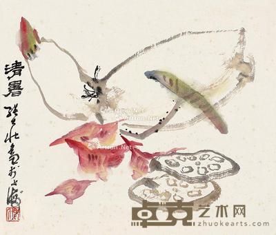 清暑 立轴 设色纸本 91×20cm