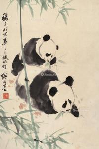  熊猫 立轴 设色纸本