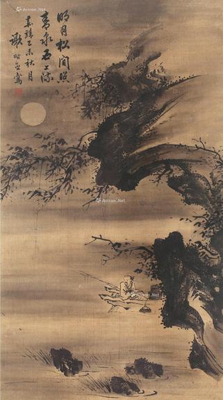  独钓图 立轴 水墨绢本