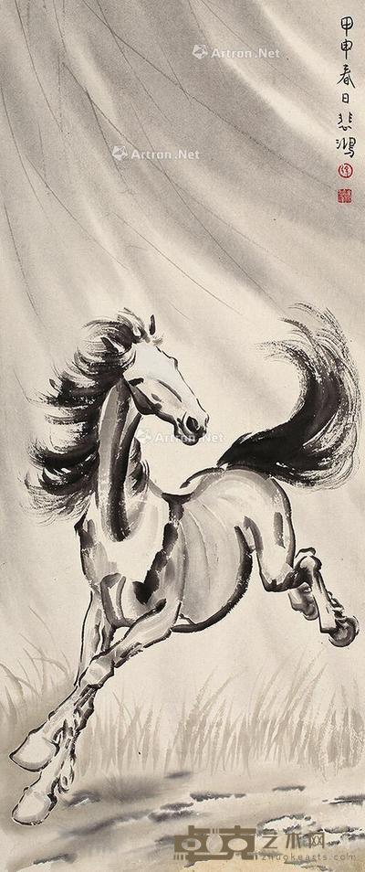马 镜片 水墨纸本 81×34cm