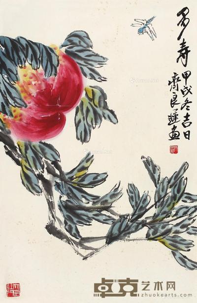  多寿 镜片 设色纸本 68×44cm