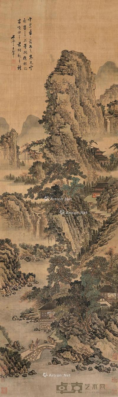 悠然南山 立轴 设色绢本 158×46cm
