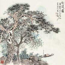  松溪图 立轴 设色纸本