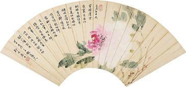  牡丹 扇片 设色纸本