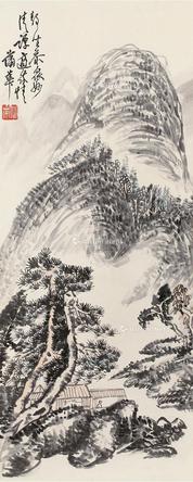  山居幽冥 立轴 设色纸本