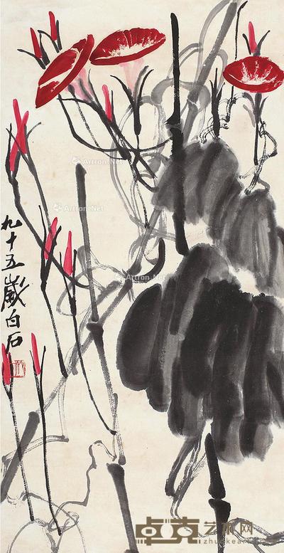  牵牛花 立轴 设色纸本 67×33cm