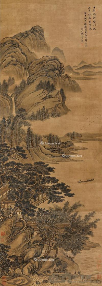  山居幽冥 立轴 设色绢本 166×58cm