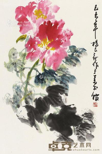  富贵牡丹 镜片 设色纸本 67×44cm