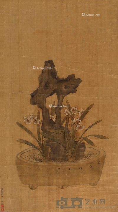 清供图 立轴 设色绢本 70×42cm