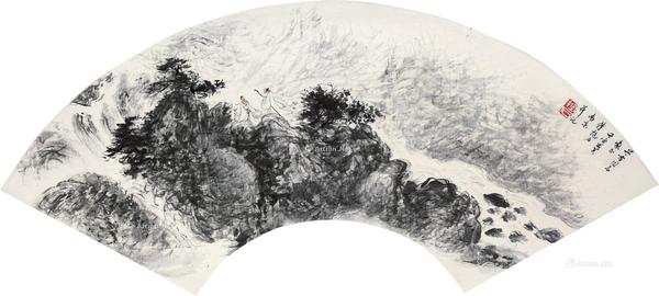  山水 扇面 纸本