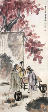  山水人物 立轴 纸本