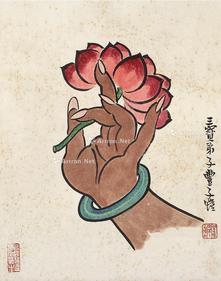  佛手 镜片 设色纸本