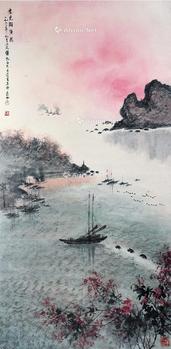  老虎滩渔港 立轴 纸本