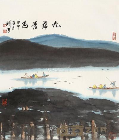  九华秀色 镜片 设色纸本 68×68cm
