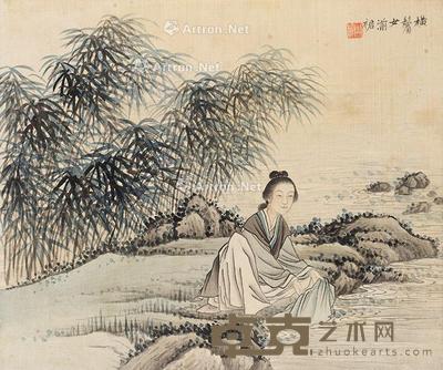 仕女 镜片 设色绢本 26×32cm