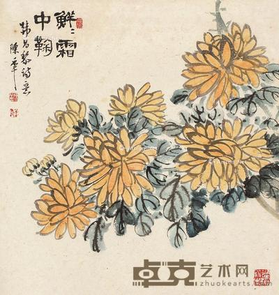  鲜鲜霜中菊 镜片 设色纸本 40×38cm