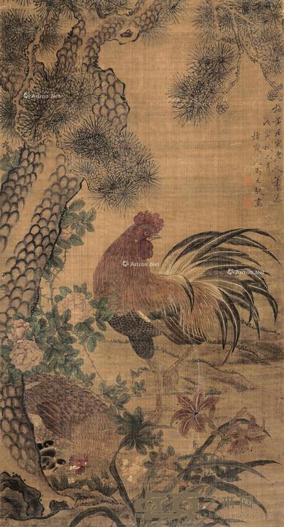 大吉图 立轴 设色绢本 124×66cm