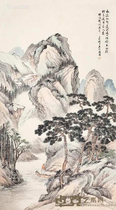  幽山耕烟 立轴 设色纸本 147×81cm