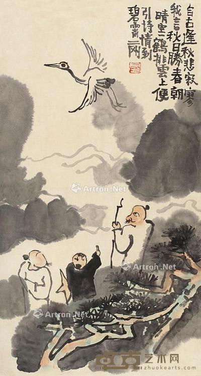 唐人诗意图 立轴 设色纸本 68×36cm