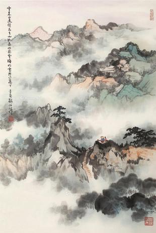  江山如画 镜框 设色纸本