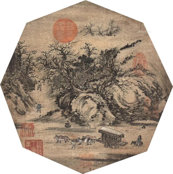  行旅图 镜片 绢本