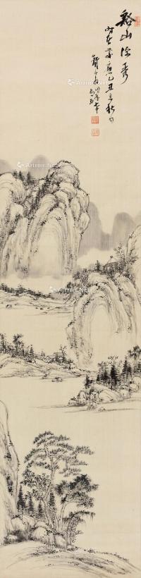  乙丑（1865）年作 溪山深秀 立轴 水墨绢本