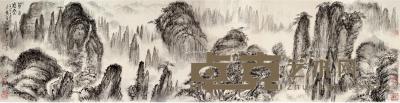  壬寅（1962）年作 黄山松云 镜片 水墨纸本 56.5×223cm