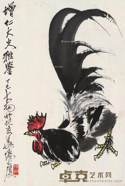 丁巳(1977)年作 大吉图 镜片 设色纸本 68.5×46cm